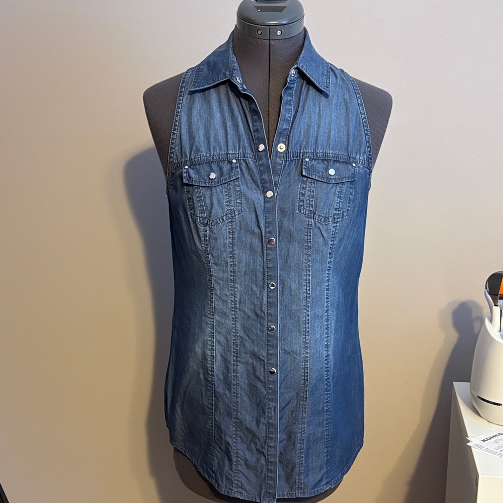 White House Black Market Blue Button Down Shirt
